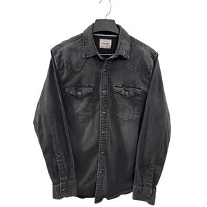 Wrangler Men's S Classic Denim Black Wash Western Black Pearl Snap Shirt Cowboy